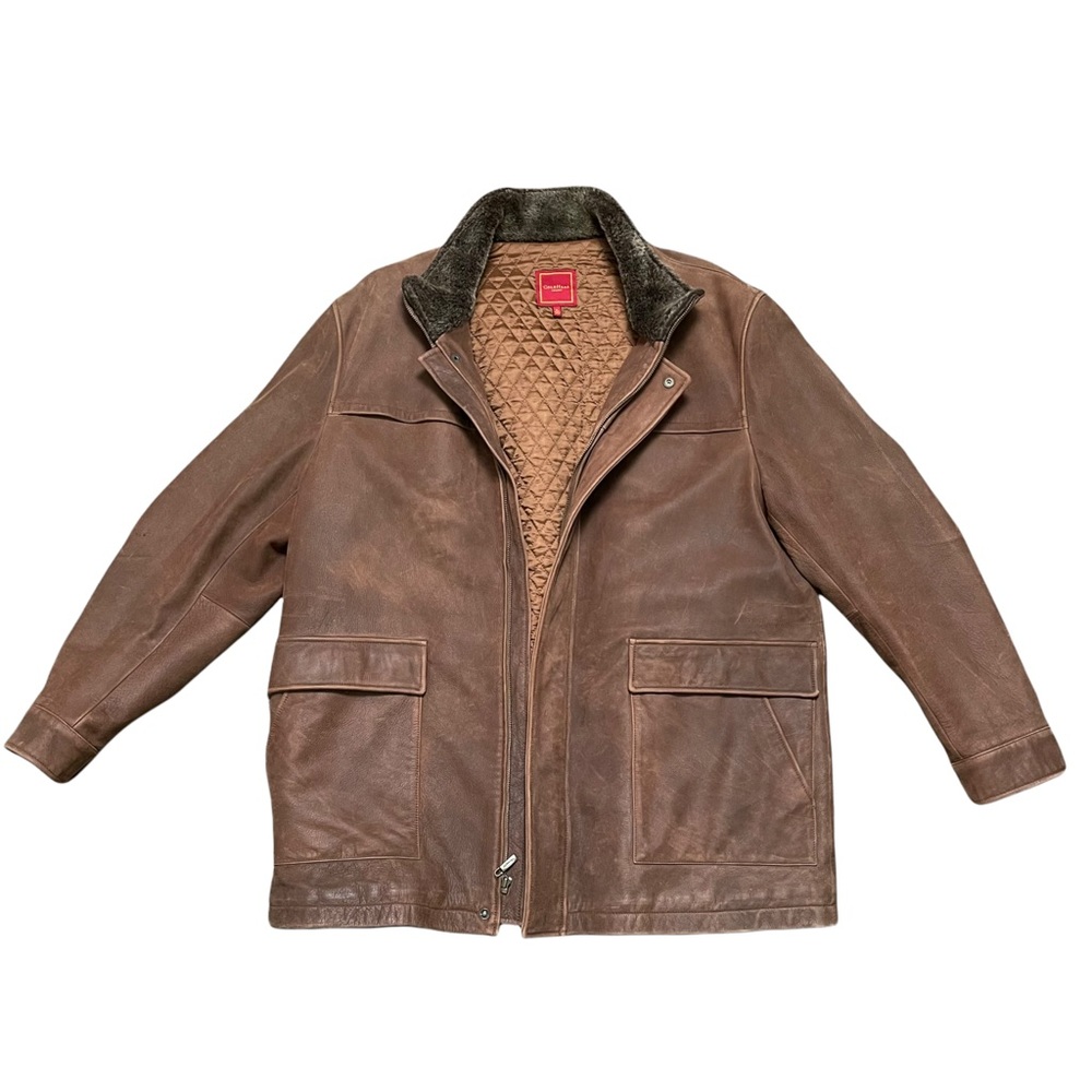 COLE HAAN BROWN GENUINE LEATHER JACKET